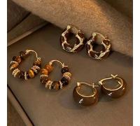 3er Set modische Herbst/Winter Kaffeefarben Vintage Tigerauge Ohrringe, luxuriöses hochwertiges Ohrringset geeignet für den täglichen Gebrauch und Fes