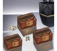 3er Set Orientalische Aufbewahrungsbox Dajat mit Deckel | Orientalischer Schmuckkästchen für Mädchen und Damen zur Schmuckaufbewahrung | Marokkanische kleine Schatulle Box aus Holz