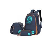3er Set Stitch Kinderrucksack Umhängetasche und Federmäppchen für Schulrucksack 30x14x45cm Marine