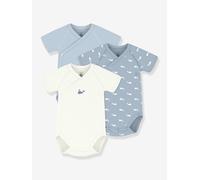 Petit Bateau 3er-Pack Wickelbodys kurzarm Ringel Wale 68 blau/natur