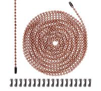 3m Lange Zugkette für Deckenventilatoren, 3mm Perlen Premium-Lichtzugkettenverlängerung Metall mit 20stk Verbindungsstücken Praktisches Zubehör für Leuchten und Heimwerkerarbeiten(Rotbronze)