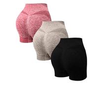 3Pc Kurze Hosen Damen Sport Set, SportShorts Damen Kurz Eng Hotpants Sexy Laufshorts High Waist Sweatshorts GymShorts Atmungsaktiv Sporthose FreizeitShorts Elegant TrainingsShorts Yogashorts