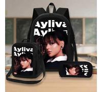 3pcs Ayliva Ayliva Portrait Suitable For Travel, Birthday, Holiday, Party Gifts Lightweight, Comfortable And Soft unisex black bag