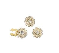 3pcs/set Crystal Buttons Clip Jewelry Cufflink Decorations For Sewing DIY Craft Geeignet zum Nähen(Golden)