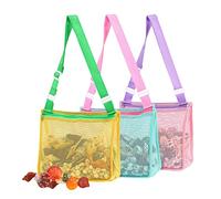 3pcs Strandtasche Netztasche Strandspielzeug Tasche Aufbewahrungstasche Für Strandspielzeug Kinder Muschel Sammeltasche Aufbewahrung Netz Tasche für Sandspielzeug Faltbar Beachbag für Jungen Mädchen