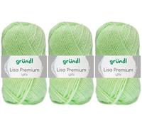 3x50 Gramm Gründl Lisa Premium Uni aus 100% Polyacryl inkl. Anleitung für Meerschwein (06 Helles Neongrün)