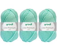 3x50 Gramm Gründl Lisa Premium Uni aus 100% Polyacryl inkl. Anleitung für Meerschwein (07 Pastelltürkis)