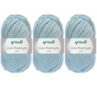 3x50 Gramm Gründl Lisa Premium Uni aus 100% Polyacryl inkl. Anleitung für Meerschwein (08 Hellblau)