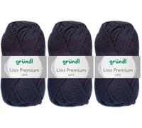 3x50 Gramm Gründl Lisa Premium Uni aus 100% Polyacryl inkl. Anleitung für Meerschwein (19 Marine)