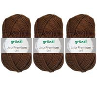 3x50 Gramm Gründl Lisa Premium Uni aus 100% Polyacryl inkl. Anleitung für Meerschwein (23 Schokolade)