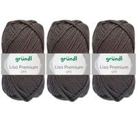 3x50 Gramm Gründl Lisa Premium Uni aus 100% Polyacryl inkl. Anleitung für Meerschwein (25 Anthrazit)