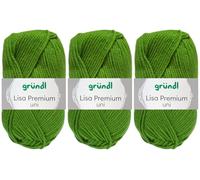 3x50 Gramm Gründl Lisa Premium Uni aus 100% Polyacryl inkl. Anleitung für Meerschwein (33 Maigrün)