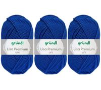3x50 Gramm Gründl Lisa Premium Uni aus 100% Polyacryl inkl. Anleitung für Meerschwein (35 Royalblau)