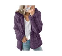 (3xl,purple)Women's Lamb Wool Autumn Winter Warm Soft Zip Jacket