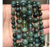 4-14 mm schwarze runde Perlen aus vulkanischem Lavastein, 15 Zoll große Auswahl an DIY-Armbändern - Moosachat - 10 mm, 38 Perlen