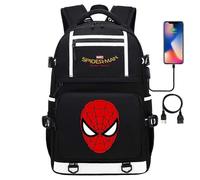 (4) 18 Zoll Super Hero Spider Man USB-Laptop-Rucksack für Jugendliche, Studenten, Männer und Frauen