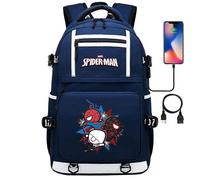 (4) 18 Zoll Super Hero Spider Man USB-Laptop-Rucksack - Jugend-Studentenrucksack für Männer und Frauen