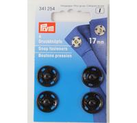 4 Annäh- Druckknöpfe ø 17mm schwarz