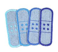 4 Bügelflicken Pflaster Jeans ca. 3 x 8,3cm Flicken hellblau Aufbügler kleine Hosenflicken zum aufbügeln