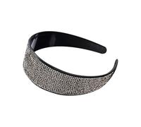 4 cm breites Strass-Stirnband, Kristallperlen, Stirnband, Diamantverzierung, Schmuckstein-Haarband, Kunststoff, rutschfest, dekorativer elastischer Haarreif für Damen, transparent grau