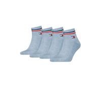 4-er Pack Tommy Hilfiger Unisex Sport Quarter Socken im Retro Look knöchelhoch 39-42 THQs Light Blue Melange