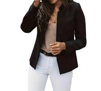 4 Euro Artikel, Sonderangebote, Damen Blazersportlich Elegant Minimalistische Langärmlige Anzugjacke Mit Stehkragen Und Schmaler Passform Für Damen Schwarzer Mantel Damen, Pullover Damen Sale