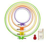 4 Größen,stickrahmen kunststoff, buntes rundes Stickrahmen-Set,embroidery hoop,Kunststoff, Kreis, Kreuzstich, inklusive 16 Stück Nähnadeln Öhr mit 1 Fadenführung 1 Fadenentferner