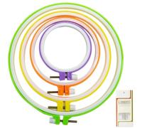 4 Größen,stickrahmen kunststoff, buntes rundes Stickrahmen-Set,embroidery hoop,Kunststoff, Kreis, Kreuzstich, Ringe zum Basteln, Nähen, inklusive 16 Stück Nähnadeln mit goldenem Öhr