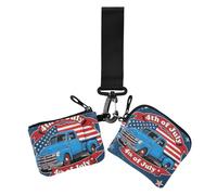 4. Juli Unabhängigkeitstag, blauer LKW, Damen-Kartenetui, Kleingeldhalter, schmal, abnehmbar, mit Reißverschluss, Münzfach für Damen, 2 Stück, 4. Juli Unabhängigkeitstag, blauer LKW, 1 size, Casual