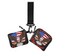 4. Juli Unabhängigkeitstag Brauner Vogel Land Of Free Damen Münzbeutel Kartenhalter Niedlich Mode Frauen Kreditkartenetui Münzbörse mit Reißverschlusstasche für Frauen 2 Stück, 4. Juli