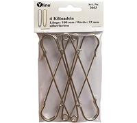 4 Kiltnadeln silberfarben 100 mm Sicherheitsnadeln groß, Schmucknadeln Ziernadeln, sl, 3053