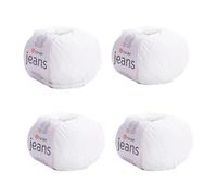 4 Knäuel, 55 % Baumwolle, 45 % Acryl, YarnArt Jeans, 200 g, Farbe 1 - Weiß