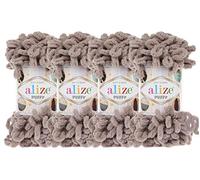 4 Knäuel Alize Puffy Baby Big Loop Deckengarn 100% Micropolyester weiches Garn 400 g (268 - Stone)