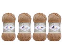4 Knäuel, Handstrickgarn, 100% Mikrofaser, Acrylgarn, Alize Diva, Seideneffekt, Häkelkunst, Spitzenhandwerk, 4 Knäuel, 400 g (369)