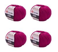 4 Knäuel YarnArt Jeans 55% Baumwolle 45% Acryl Garn Mischung Faden Häkeln Handstricken Kunst Lot von 4skn 200 g 696 Yds (18-Wedding Pink)