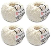 4 Knäuel YarnArt Jeans 55% Baumwolle 45% Acryl Garn Mischung Garn Häkeln Handstricken Kunst Lot von 4skn 200 g 690 Yds (3-creme)