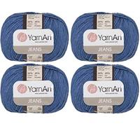 4 Knäuel YarnArt Jeans 55% Baumwolle 45% Acryl Garn Mischung Garn Häkeln Handstricken Kunst Lot von 4skn 200 gr 690 Yds (17-dunkelblau)