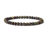4 Mm Natürliches Drachenblut-Stein-Perlenarmband - Positive Balance, Elastische Armreifen, Chakra-Perlen, Energie-Armband, Klassischer Vintage-Ethno-Schmuck, Runde Edelstein-Accessoires, 17 Cm