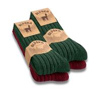 4 Paar Alpaka Socken Herren Damen Wollsocken warme Wintersocken 20900 (Rot Grün 35-38)