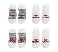 4 Paar Baby-Baumwollsocken, Neugeborenen-Socken, Gestreifte Love-Baumwollsocken, Rutschfeste Kindersocken, Weiche Atmungsaktive Socken, Geschenke Für Werdende Eltern