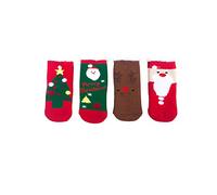 4 Paar Baby Kinder Baumwolle Socken, Treer Warm Nette Kindersocken Söckchen Weiche Baumwollsocken Weihnachtssocken für Jungen Mädchen (Weihnachtsmann,L)