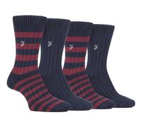 4 Paar Bambus gestreifte Stiefelsocken | Farah | Designer bestickte Socken für den Sommer - Navy / Berry EU 39 - 45
