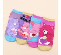 4 Paar Damen Socken im Care Bears Design, mit Bär, Funshine Bär, Wish Bär, herzförmigem Funshine Bär Muster, geeignet für den täglichen Gebrauch, als
