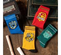 4 Paar Harry Potter inspirierte atmungsaktive Socken, vintage Kniestrümpfe im College-Stil, Geschenksocken mit Hogwarts Haus Design für Studenten, Paa