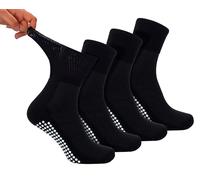 4 Paar Kurz Bambus Antirutsch Diabetikersocken | Dr. Socks | Ohne gummi ohne Naht Strick und Rutschfeste Socken für Diabetiker (46-50, Schwarz)
