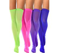 4 Paar Nylon-Damensocken aus Seide für Damen Cosplay Kostümzubehör pink / grün / lila / blau one size