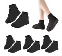 4 Paar Regen Überschuhe Schuhüberzieher Wasserdicht Rutschfeste Latex Überschuhe, Wiederverwendbare Zügeregenschutz Schuhe Für Regen Schnee Schlammige Straß(Schwarz)