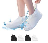 4 Paar Schuhüberzieher Wasserdicht Wie wiederverwendbar wasserdichte Schuhüberzieher Silikon Überschuhe Wasserdicht Regen Schuhüberzieher Silikon Überzieher Schuhe Gilt für Herren, Damen(L)