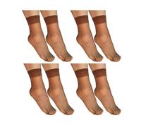 4 Paar Strumpfhose für Damen, 17 DEN, halbe Socke für Damen, transparente dünne Strümpfe, kurze Strümpfe, Beige und Schwarz, kurze Strümpfe, Damensocken, Dunkel, (4 Paar, M Kurz)