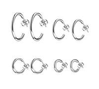 4 Paare Damen Ohrringe Creolen Edelstahl Hänger Basic Geo Ohrschmuck 12MM-30MM